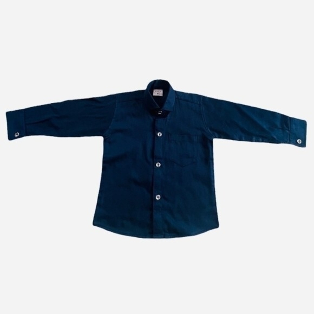 KOGO Premium Boys Navy Blue Long Sleeve Button Up Shirt Size M School Uniform